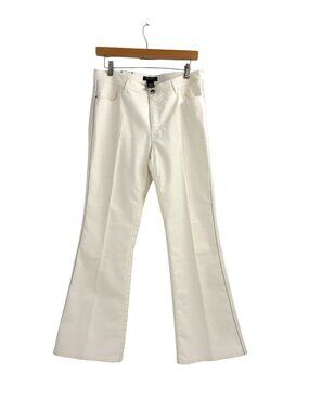 Lafayette 148 New York Women 12P Flare Jeans White Metal Rivets Coastal Nautical